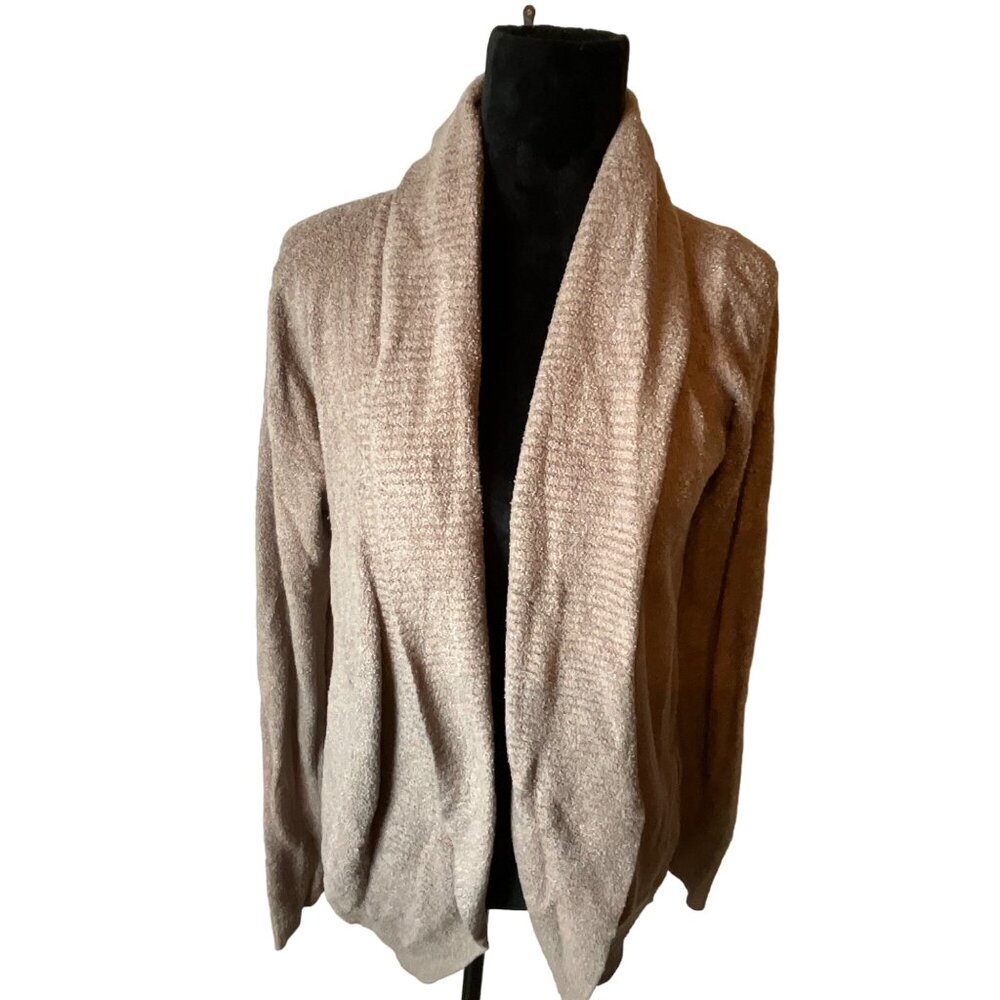 Barefoot Dreams Bamboo Chic‎ Lite Open Cardigan Sweater Medium Taupe